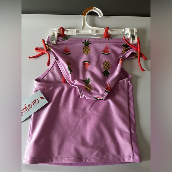 NWT Cat & Jack (Target) purple “Aloha” two-piece swimsuit in girls’ size 6/6X - Picture 4 of 6